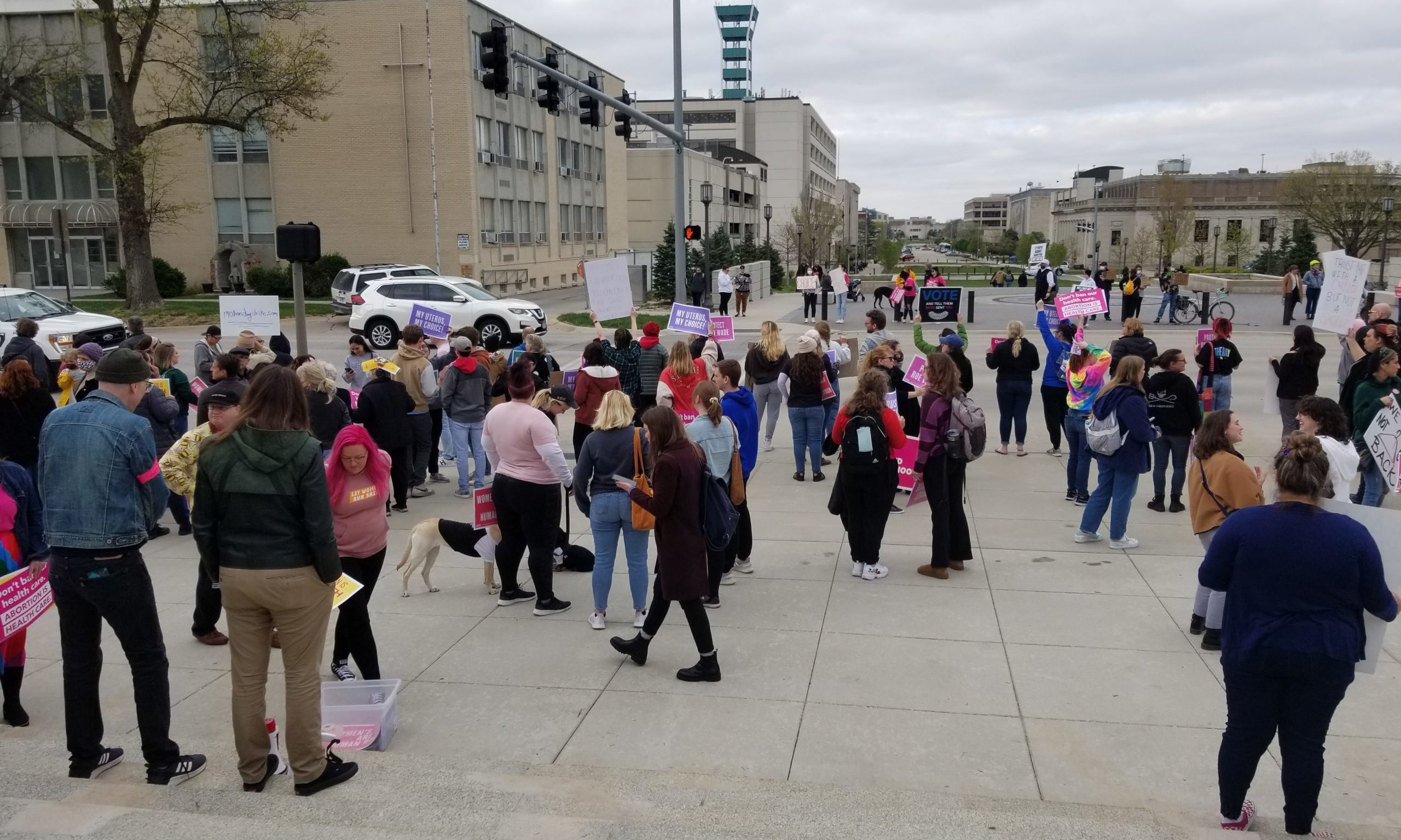 Protesters gather at capitol to oppose leaked opinion draft of Dobbs v. Jackson. 05.02.2022